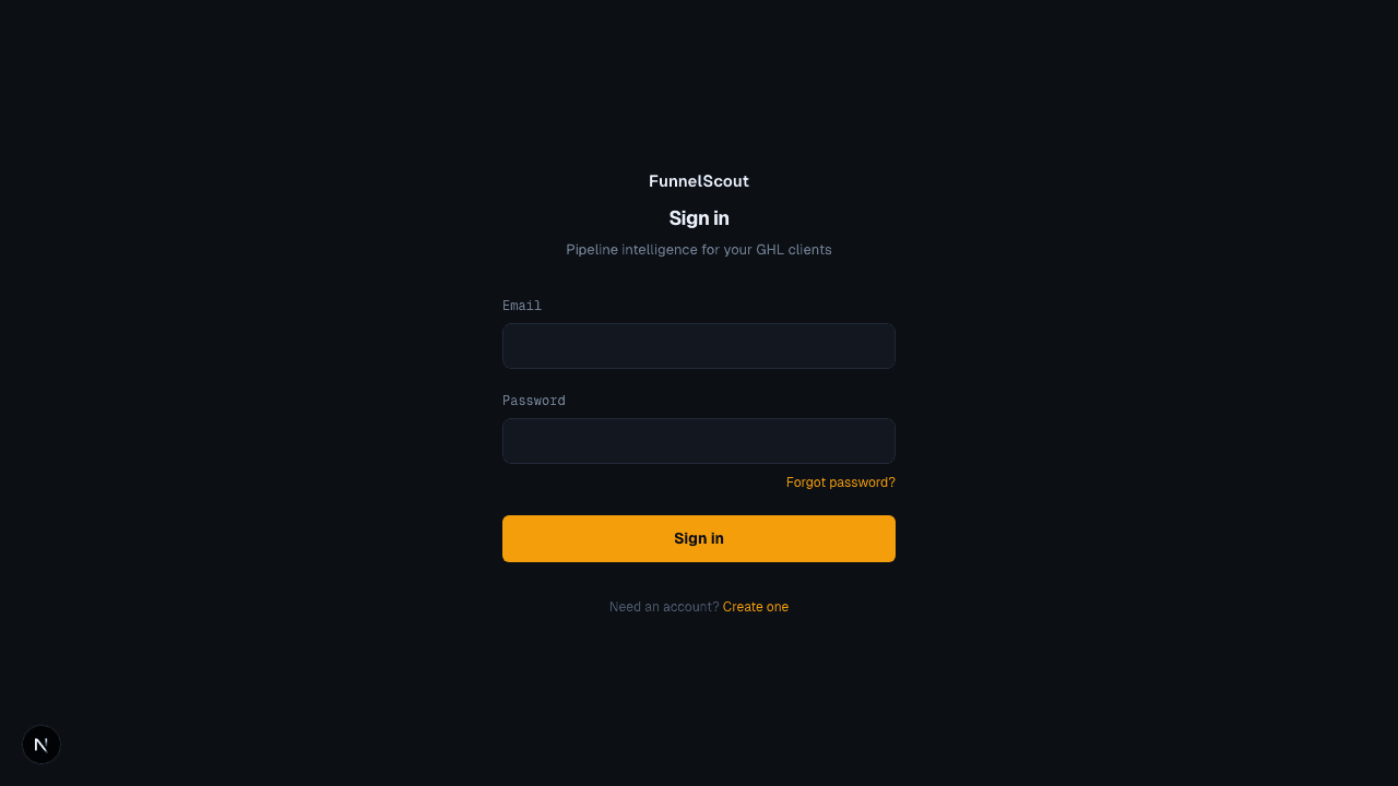 Sign-in flow for agency users before connecting their GoHighLevel account.