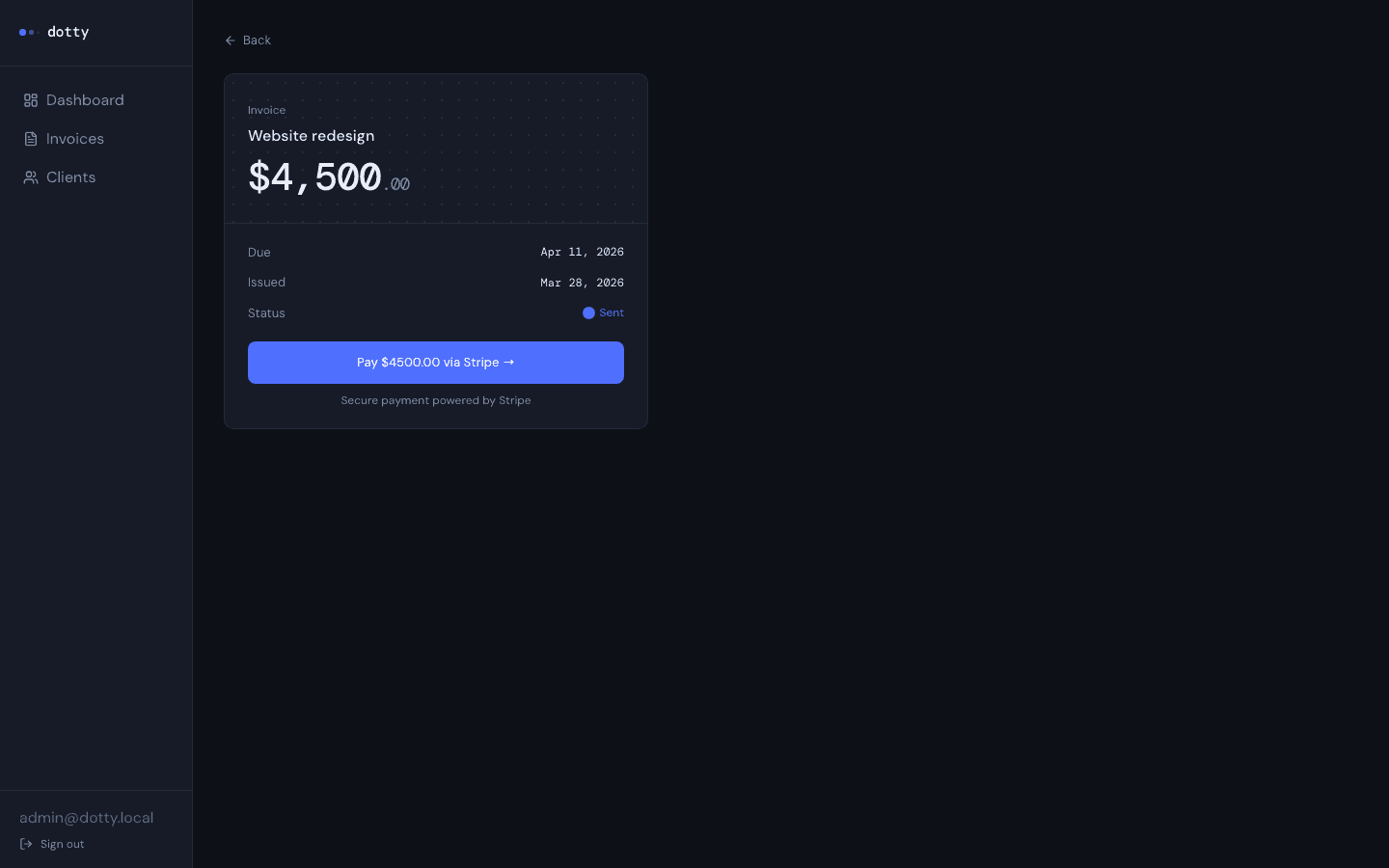 Paying an invoice by card